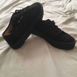 Platform Black Plain Shoes